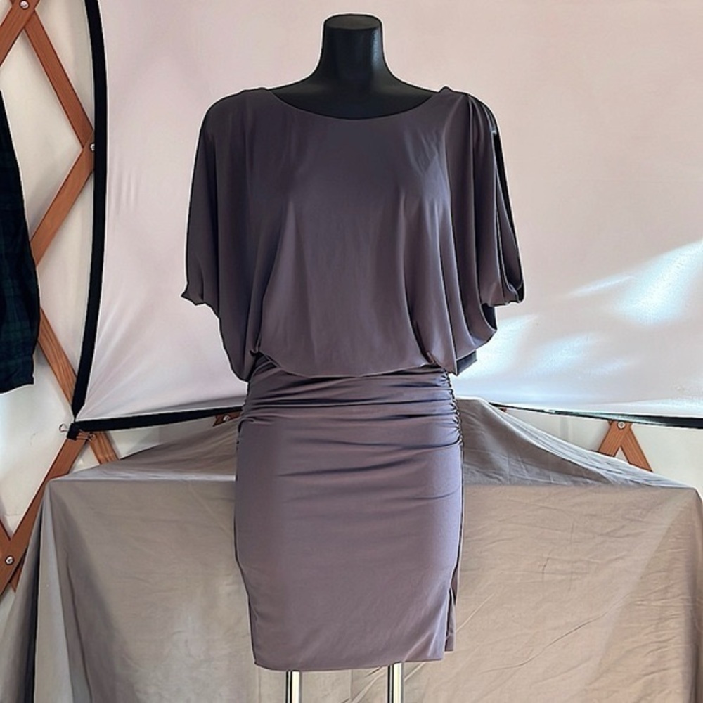 Velvet by Graham & Spencer Dark gray dolman sleeve cocktail dress